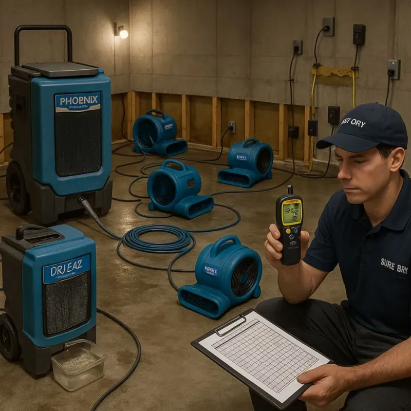 Structural Drying and Dehumidification process in Beverly, OH